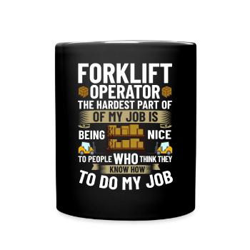 Gabelstapler Fahrer Stapler Hubstapler Hubwagen - Tasse einfarbig - Schwarz - Vorne