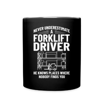 Gabelstapler Fahrer Stapler Hubstapler Hubwagen - Tasse einfarbig - Schwarz - Vorne