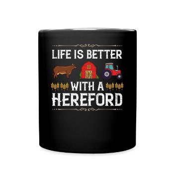 Hereford Vache Bovins Bull Élevage bovin Agriculteur - Mug uni - noir - Devant