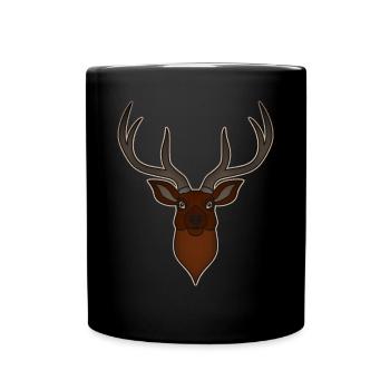 Bois de cerf rouge avec des bois de cerf - Mug uni - noir - Devant
