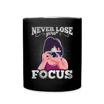 Photography never loses focus Photographer - Full Colour Mug - black - Front