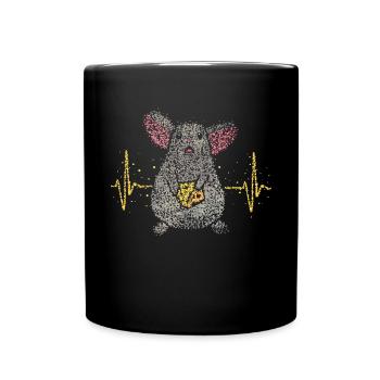 Mäuseliebhaber Käseliebhaber Käseliebe Ratten - Tasse einfarbig - Schwarz - Vorne