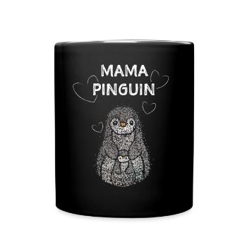 Mama Pinguin Pinguine Liebhaber Muttertag Mutter - Tasse einfarbig - Schwarz - Vorne