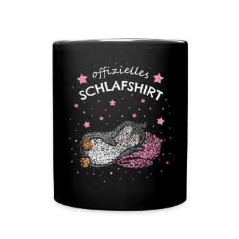 Offizielles Schlafshirt Pinguin Pinguinliebhaber - Tasse einfarbig - Schwarz - Vorne