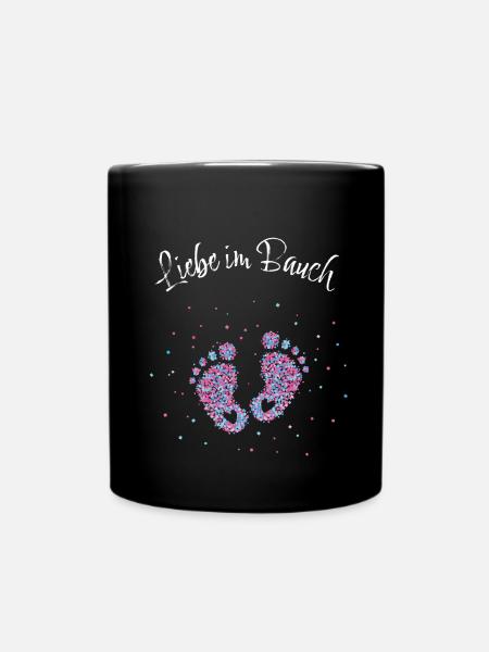 Schwangerschaft Verkünden Mama Babyfüsse Babybauch - Tasse einfarbig - Schwarz