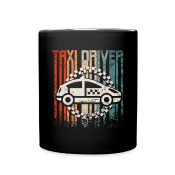 Retro vintage taxi driver - Tasse einfarbig - Schwarz - Vorne