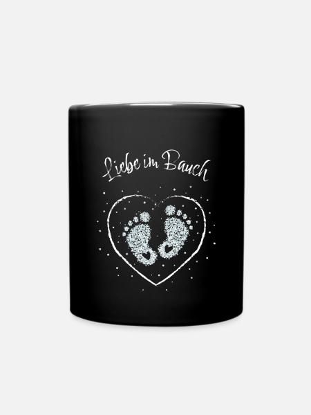 Liebe im Bauch Schwangerschaft werdende Mama - Tasse einfarbig - Schwarz