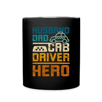 Husband dad cab driver hero - Full Colour Mug - black - Front