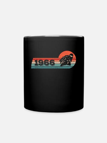 Motorcyclist born 1966 Birthday moped - Full Colour Mug - black