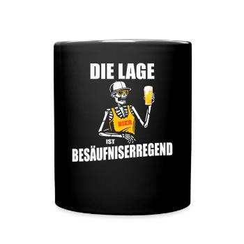 Die Lage ist Besäufniserregend Bier Skelett - Tasse einfarbig - Schwarz - Vorne