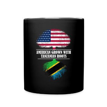 Américain cultivé avec des racines tanzaniennes drapeau - Mug uni - noir - Devant