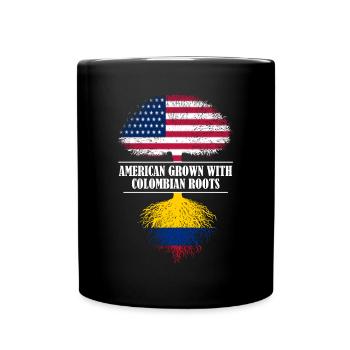 American grown with colombian roots flag - Full Colour Mug - black - Front
