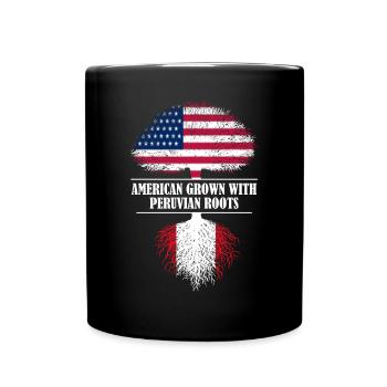 American grown with Peruvian roots flag - Full Colour Mug - black - Front