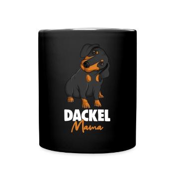 Dackel Mama Dachshund Hunde Damen - Tasse einfarbig - Schwarz - Vorne