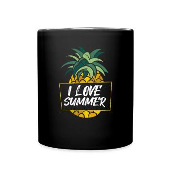 Ananas I Love Summer - Tasse einfarbig - Schwarz - Vorne