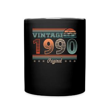Vintage 1990 Year of birth 1990 Birthday Men - Full Colour Mug - black - Front