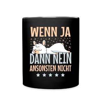Süßes Lama Alpaka Morgenmuffel Langschläfer - Tasse einfarbig - Schwarz - Vorne
