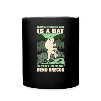 Happiness is spent Bend Oregon Park hiking - Full Colour Mug - black - Front
