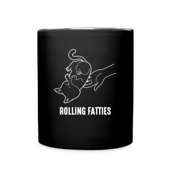 Rolling Fatties Dicke Katze - Tasse einfarbig - Schwarz - Vorne