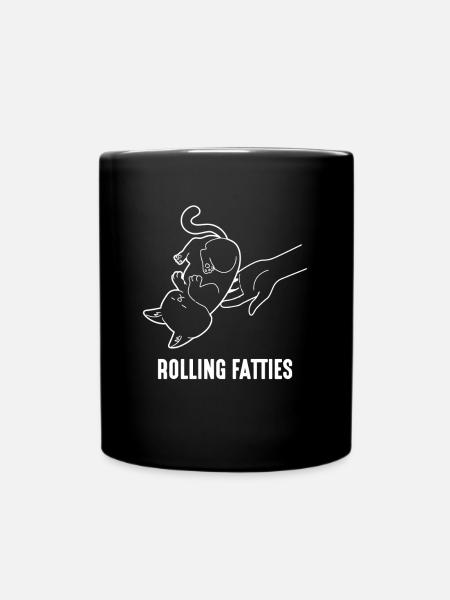 Rolling Fatties Dicke Katze - Tasse einfarbig - Schwarz