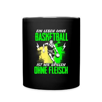 Leben Ohne Basketball Grillen Ohne Fleisch - Tasse einfarbig - Schwarz - Vorne