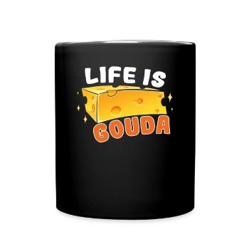 Käsefan Cheese Cheese lover Gouda Hard Cheese - Full Colour Mug - black - Front