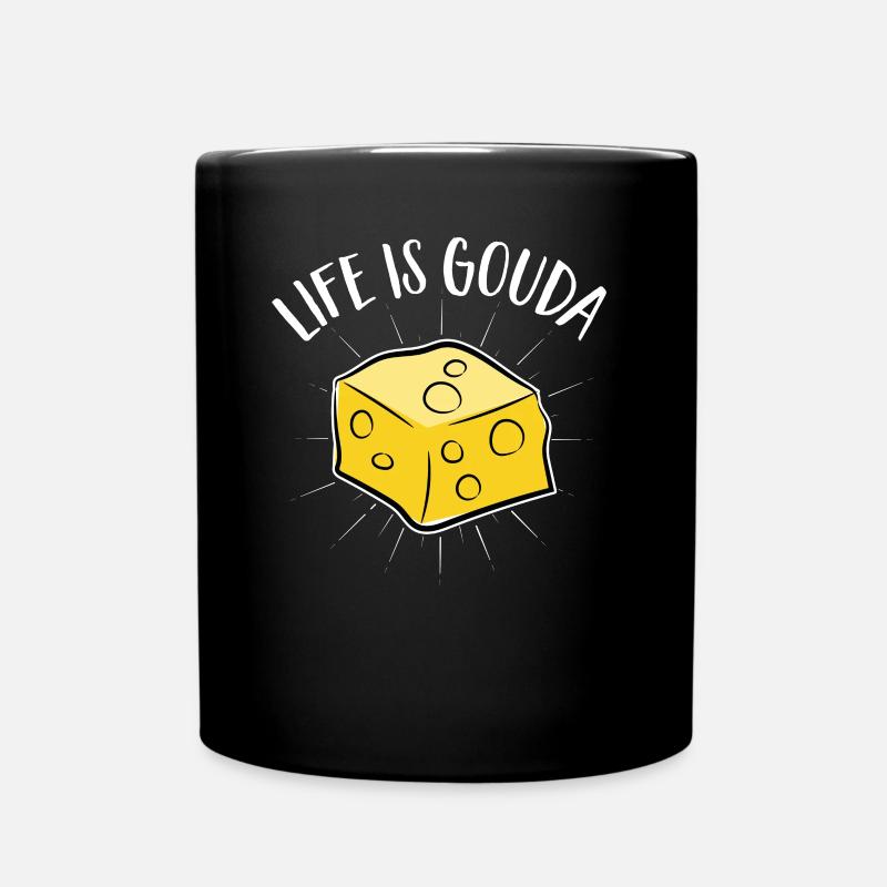 Fromage Käsefan Amateur de fromage Gouda Fromage à pâte dure - Mug uni - noir