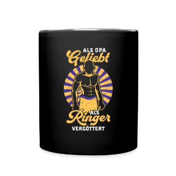 Loved as Grandpa Wrestling Idolized as a Wrestler - Full Colour Mug - black - Front