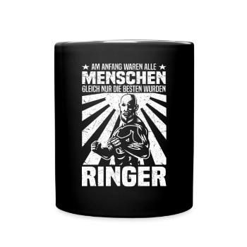 Kampfsport Ringen Wrestling Ringer Kampfsportler - Tasse einfarbig - Schwarz - Vorne