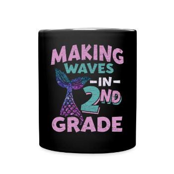 2. Klasse Schulkind Mädchen - Tasse einfarbig - Schwarz - Vorne