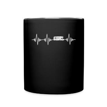Wohnmobil Herzschlag - Tasse einfarbig - Schwarz - Vorne