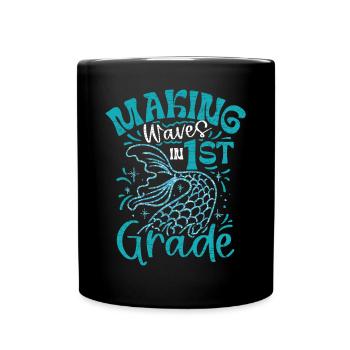 Einschulung 1. Klasse Mädchen Geschenk Schulkind - Tasse einfarbig - Schwarz - Vorne
