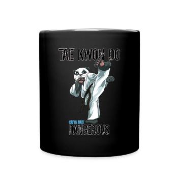 Lustiger Taekwondo Panda - Lustiger TKD - Tasse einfarbig - Schwarz - Vorne