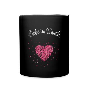 Liebe im Bauch Mama Mutter schwanger Babybauch - Tasse einfarbig - Schwarz - Vorne