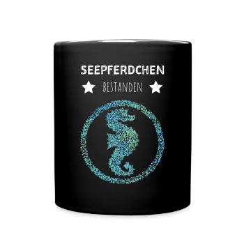 Seepferdchen Bestanden Abzeichen Tauchen Geschenk - Tasse einfarbig - Schwarz - Vorne