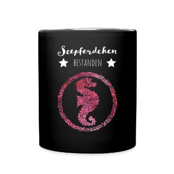 Seepferdchen Bestanden Abzeichen Geschenk - Tasse einfarbig - Schwarz - Vorne