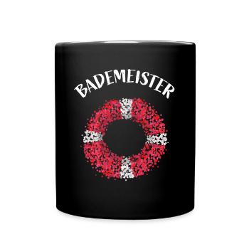 Bademeister Rettungsschwimmer Schwimmbad - Tasse einfarbig - Schwarz - Vorne