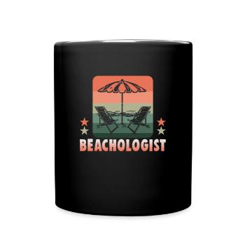 Strandurlaub am Meer Design Strandmotiv - Tasse einfarbig - Schwarz - Vorne
