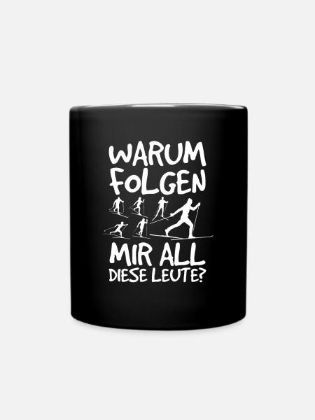 Langläufer Biathlon Skilangläufer - Tasse einfarbig - Schwarz
