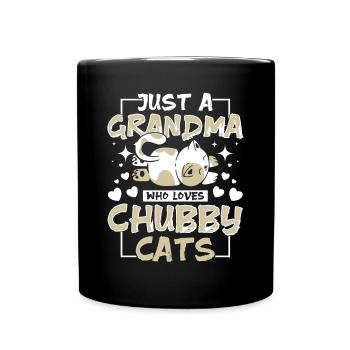 Grand-mère qui aime les chats potelés - Mug uni - noir - Devant