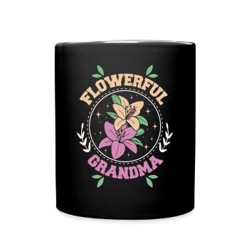 Grand-mère fleurie - Mug uni - noir - Devant