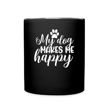 Mon chien me rend heureux - Mug uni - noir - Devant