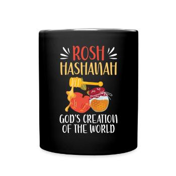 Rosh Hashanah God's Creation Of The World Jewish - Full Colour Mug - black - Front