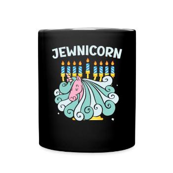 Jewnicorn Unicorn Rosh Hashanah Jewish New Year - Full Colour Mug - black - Front