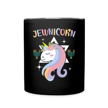 Jewnicorn Unicorn Rosh Hashanah Jewish New Year - Full Colour Mug - black - Front