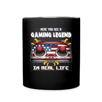 Gamer Ici vous voyez une légende du jeu dans la vraie vie - Mug uni - noir - Devant