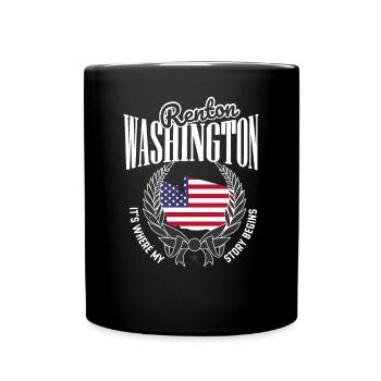 Hier beginnt meine Geschichte, Renton Washington - Tasse einfarbig - Schwarz - Vorne