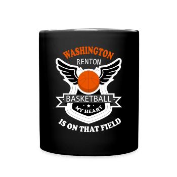 Renton Basketball My heart is on this field - Full Colour Mug - black - Front
