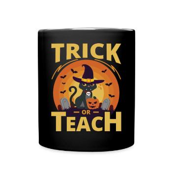 Douce ou aigre Halloween Citrouille Sorcière Chauve-souris - Mug uni - noir - Devant