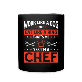 Eat like a king cook kitchen cooking - Full Colour Mug - black - Front